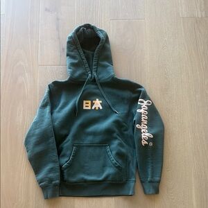 “Japangeles” Green Hoodie with Sleeve Detail